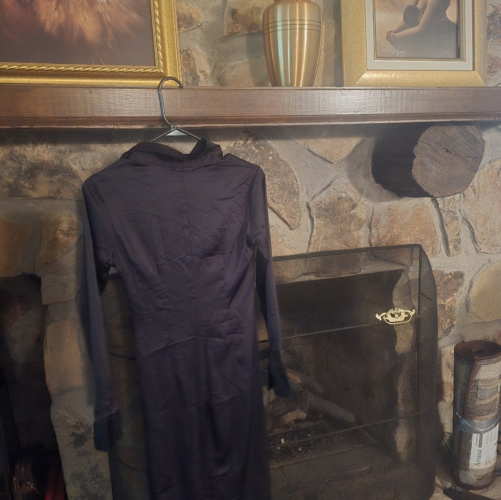 Zara Black Long Sleeve Ruched Dress - Picture 4 of 7